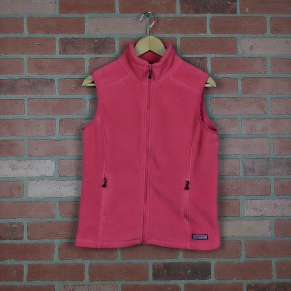 Vineyard Vines Westerly Pink Fleece Vest - Picture 1 of 9